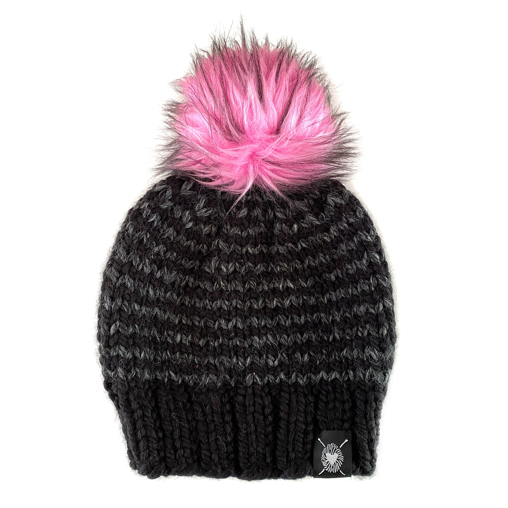 Zero Waste : Skinny Stripe Faux Fur Pom-Pom Beanie