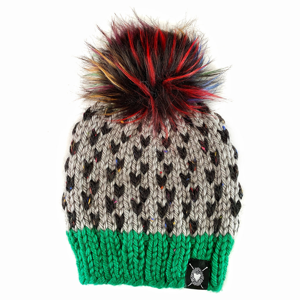 Zero Waste : Tiny Hearts Pom-Pom Beanie(wool free)
