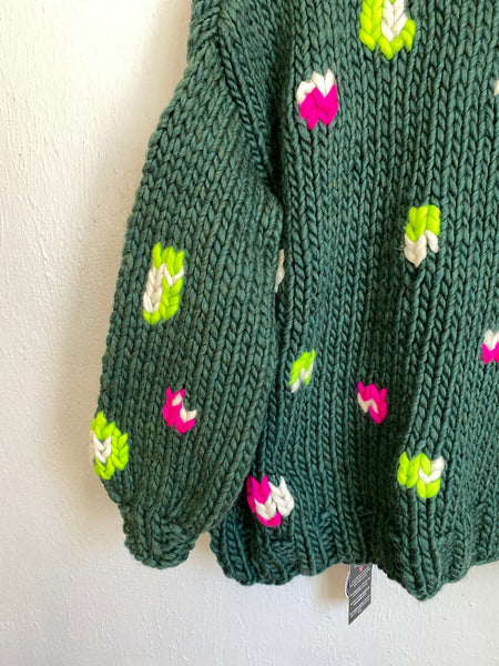 Pre-order : Leopard Print Cardigan Sweater in Enchanted Forest Neons