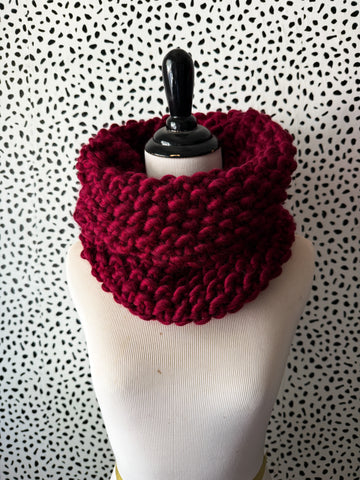 Merino Bubble Fluff Cowl in Ruby