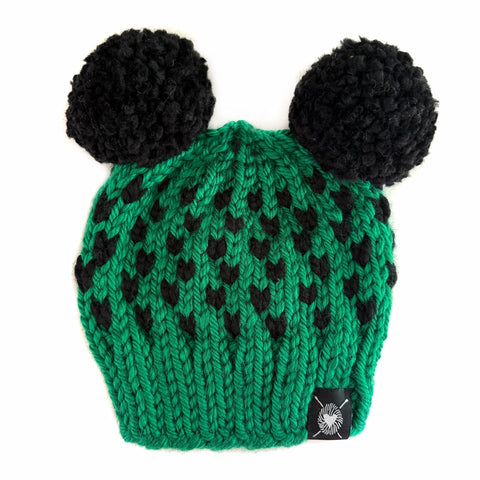 Double Pom-Pom Beanie in Being Green Baby/Youth