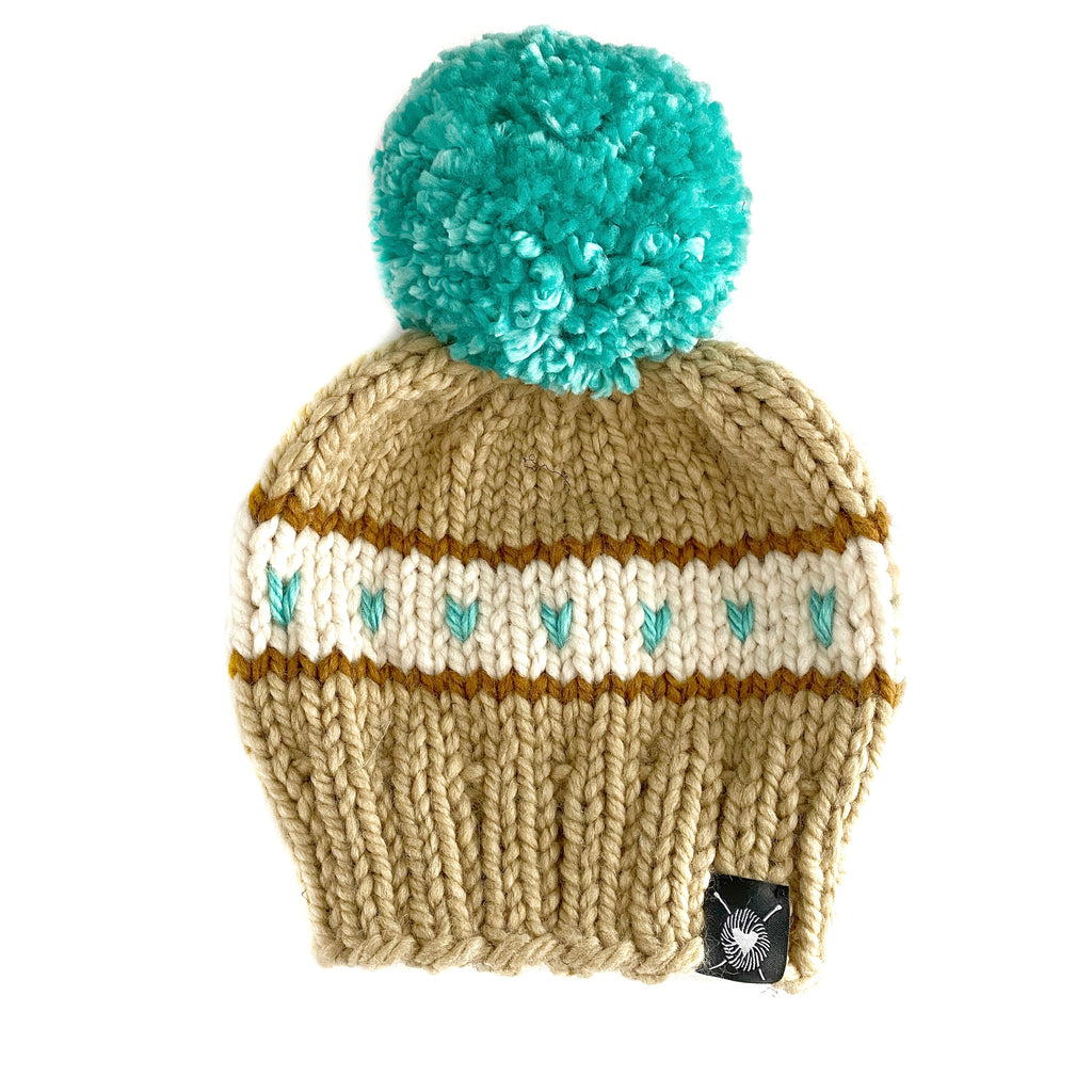 Zero Waste : Stripes + Tiny Hearts Pom-Pom Beanie