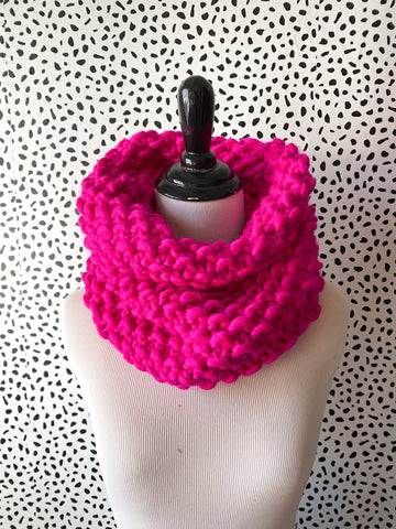 Merino Bubble Fluff Cowl in Neon Pink