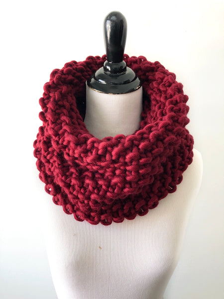 Merino Wool Bubble Fluff Cowl in Cabernet, Scarf, Nickichicki - Nickichicki
