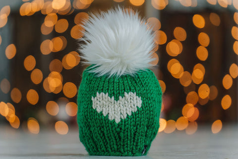 Big Heart Faux Fur Pom-Pom Beanie in Feeling Festive Baby/Youth