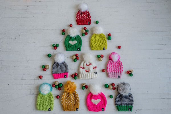 Big Heart Faux Fur Pom-Pom Beanie in Feeling Festive Baby/Youth