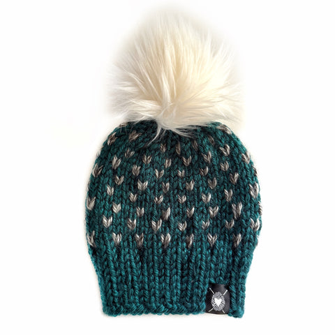 Zero Waste : Tiny Hearts Faux Fur Pom-Pom Beanie (Wool Free)