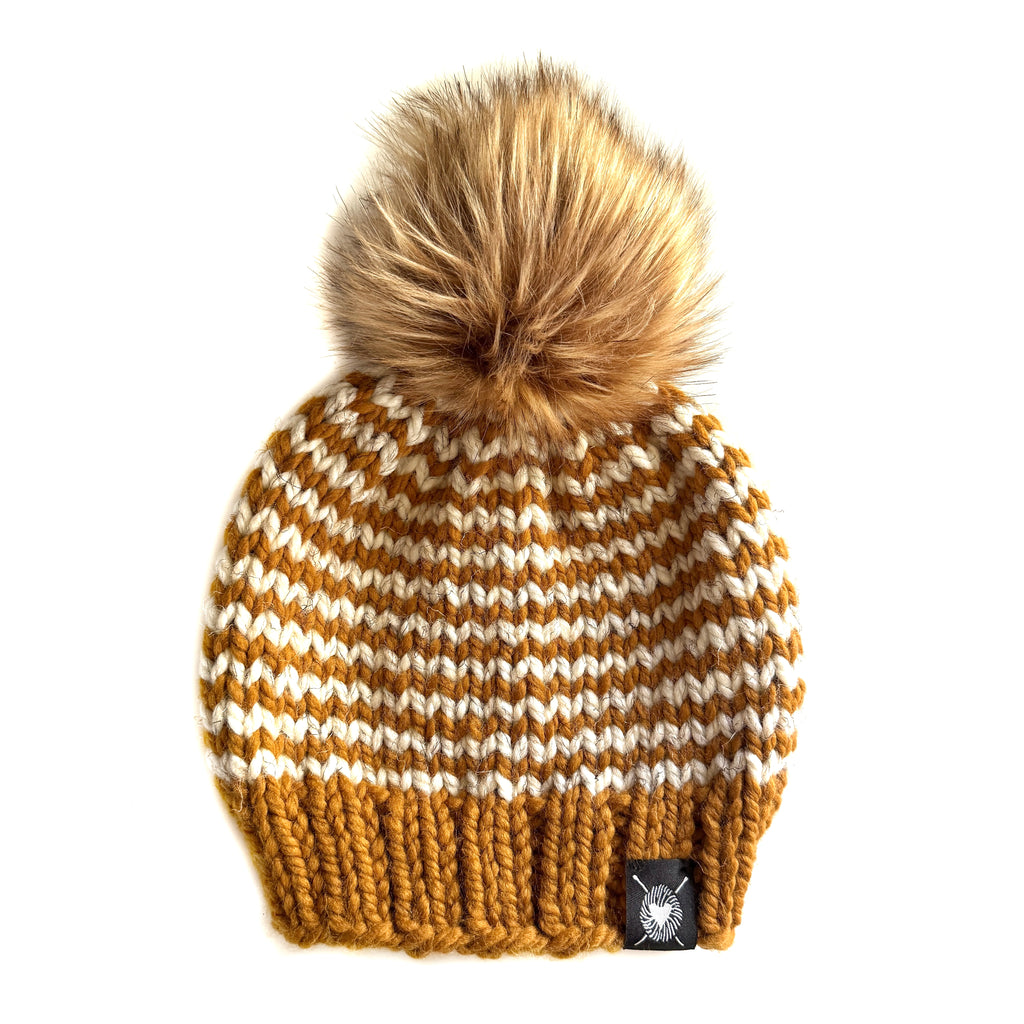 Zero Waste : Skinny Stripe Faux Fur Pom-Pom Beanie