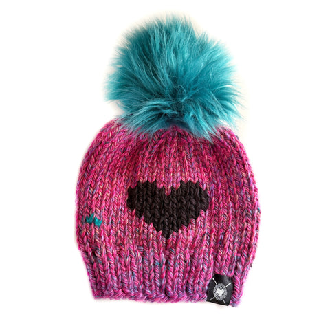 Zero Waste : Big Heart Faux Fur Pom-Pom Beanie