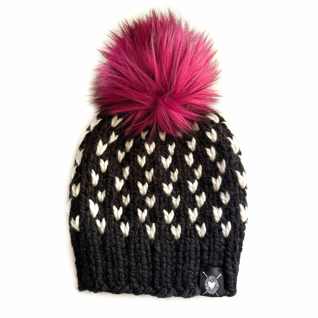 Zero Waste : Tiny Hearts Faux Fur Pom-Pom Beanie