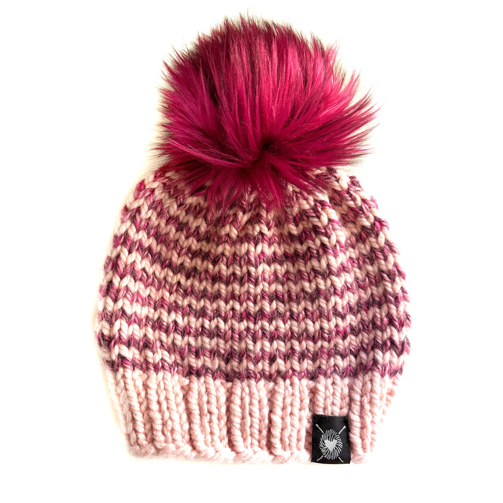 Zero Waste : Skinny Stripe Faux Fur Pom-Pom Beanie