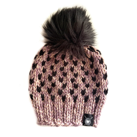Zero Waste : Tiny Hearts Faux Fur Pom-Pom Beanie