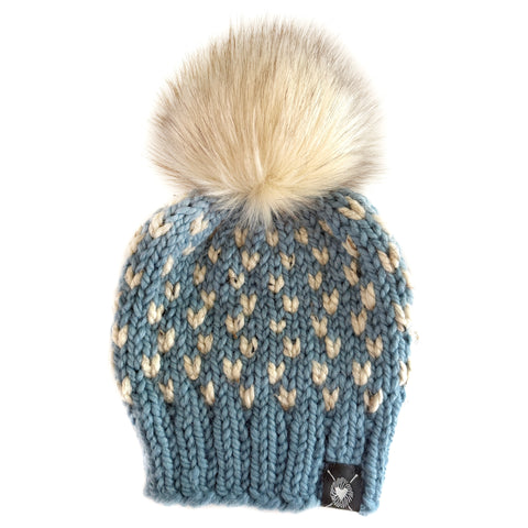 Zero Waste : Tiny Hearts Faux Fur Pom-Pom Beanie