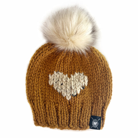 Zero Waste : Big Heart Faux Fur Pom-Pom Beanie