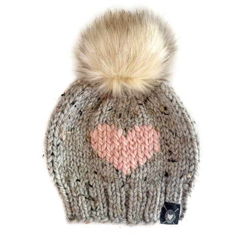 Zero Waste : Big Heart Faux Fur Pom-Pom Beanie