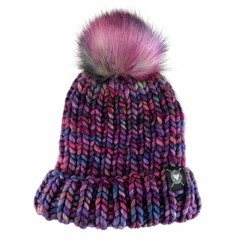 Zero Waste : Merino Folded Brim Faux Fur Pom-Pom Beanie