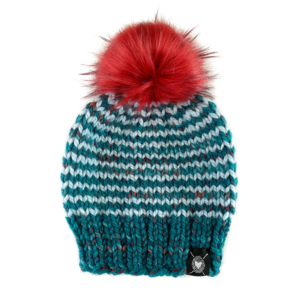 Zero Waste : Skinny Stripe Faux Fur Pom-Pom Beanie