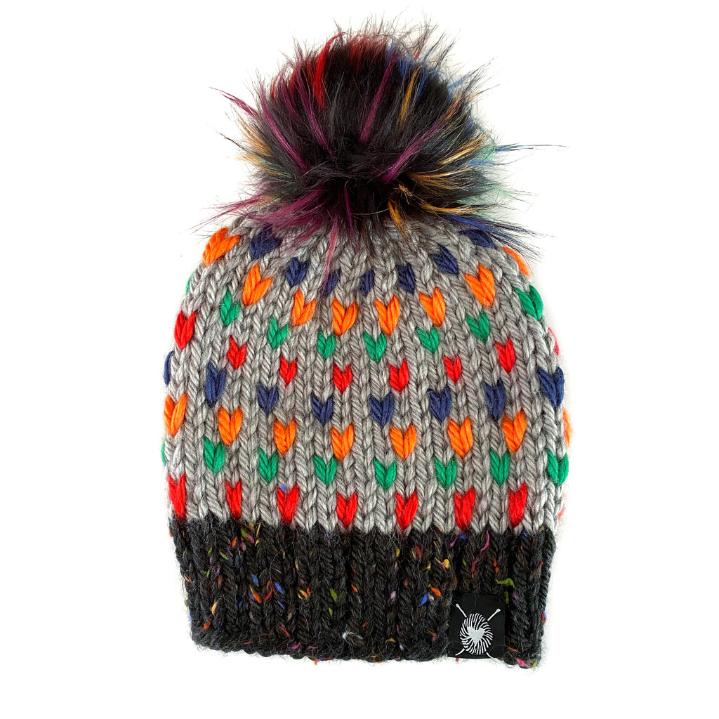 Zero Waste : Tiny Hearts Pom-Pom Beanie(wool free)