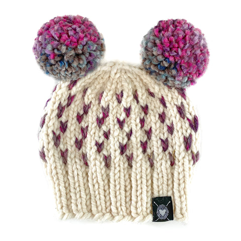 Double Pom-Pom Beanie in Hints of Astroland Baby/Youth