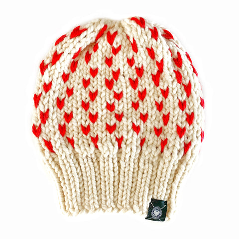 Tiny Hearts Slouchy Beanie in Merry