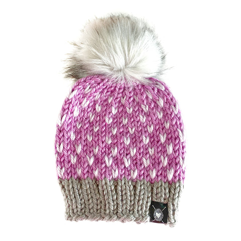 Zero Waste : Tiny Hearts Pom-Pom Beanie(wool free)