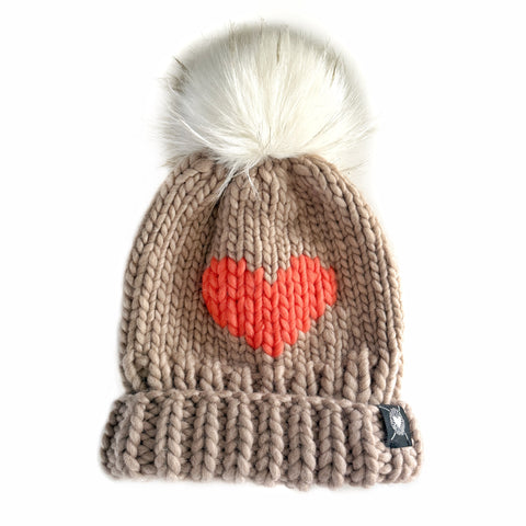 Zero Waste : Luxury Big Heart Pom-Pom Beanie