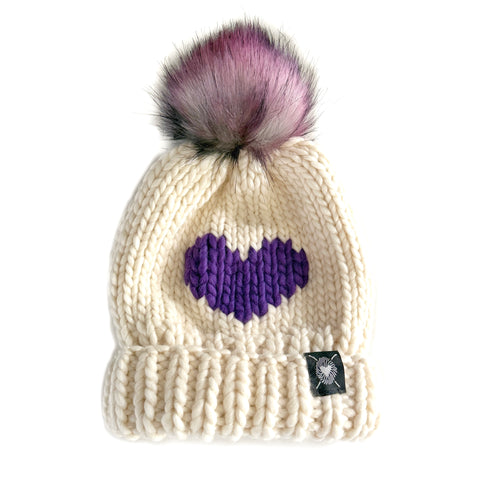 Zero Waste : Luxury Big Heart Pom-Pom Beanie