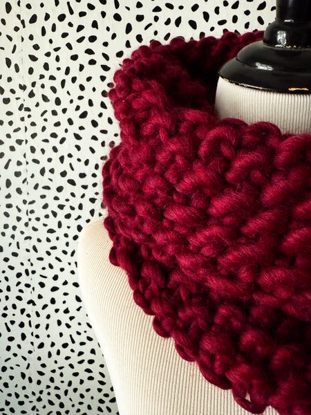 Merino Bubble Fluff Cowl in Ruby