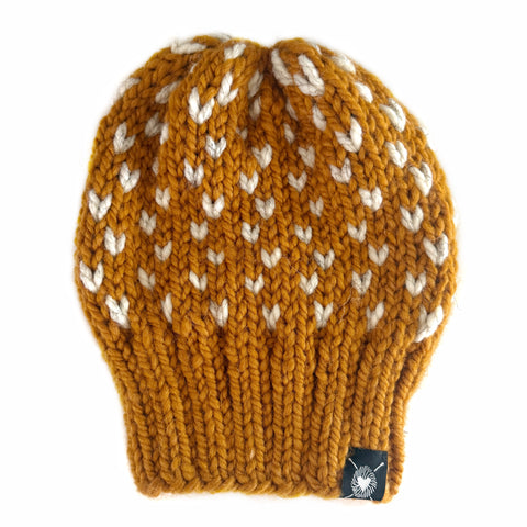 Tiny Hearts Slouchy Beanie in Butterscotched