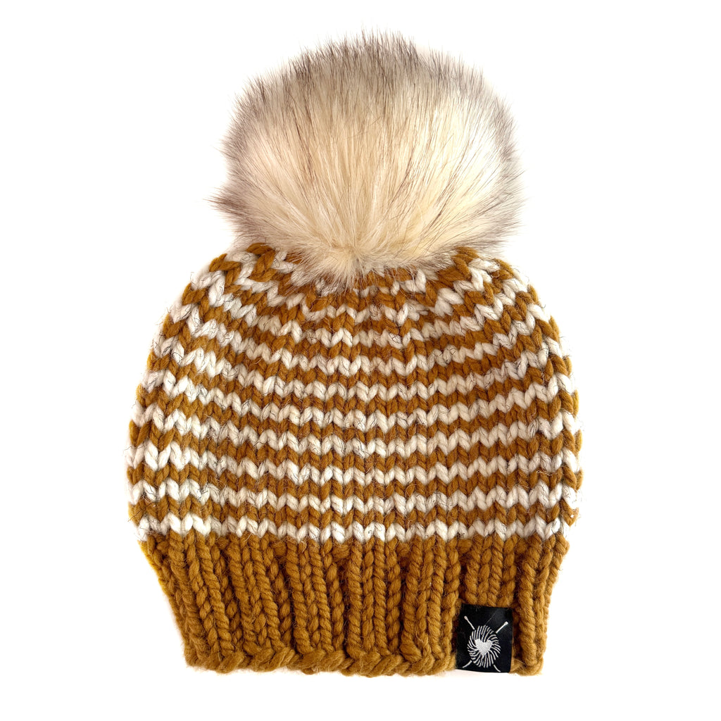 Zero Waste : Skinny Stripe Faux Fur Pom-Pom Beanie