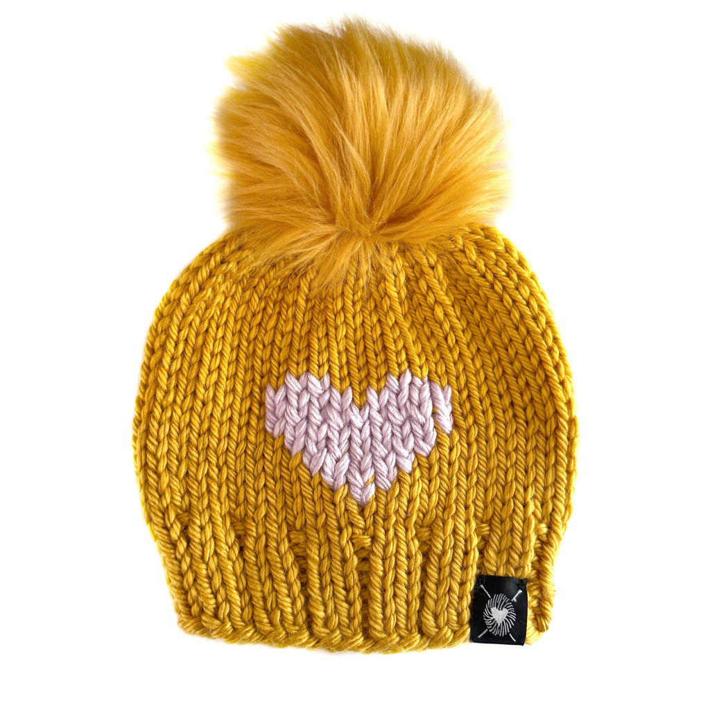 Zero Waste : Big Heart Faux Fur Pom-Pom Beanie