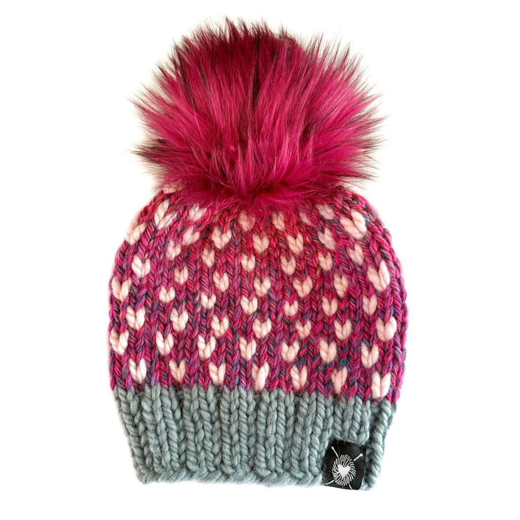 Zero Waste : Tiny Hearts Faux Fur Pom-Pom Beanie