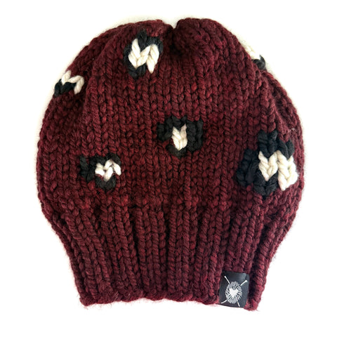 Slouchy Leopard Print Beanie Claret
