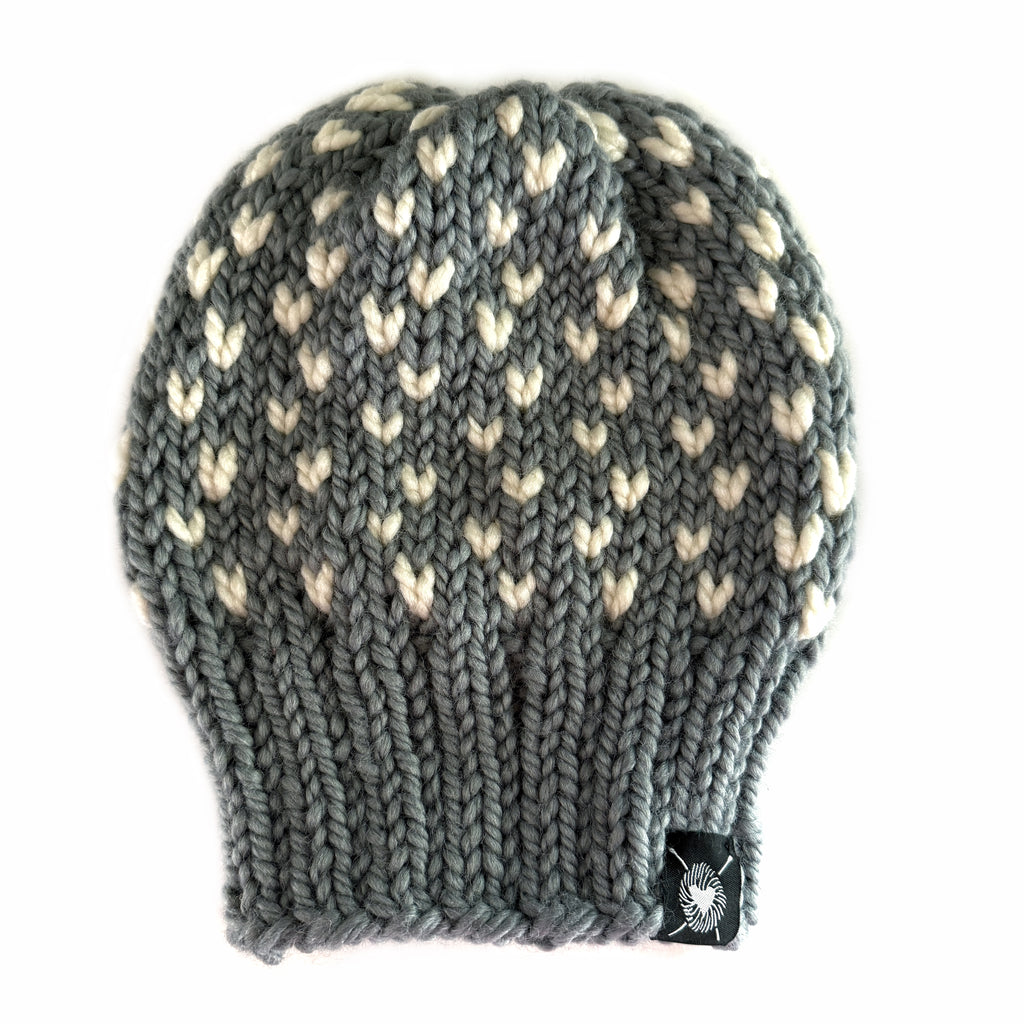 Tiny Hearts Slouchy Beanie in Slate