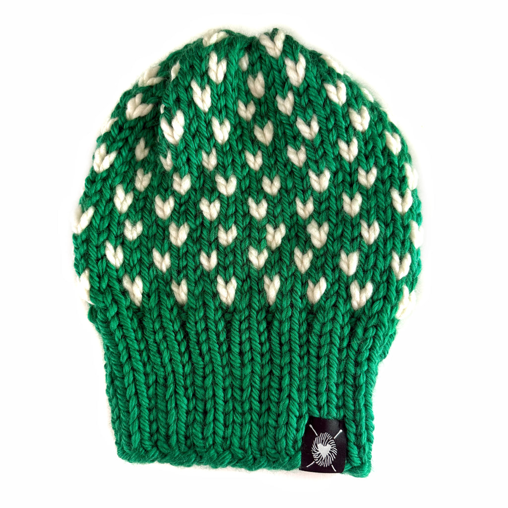 Tiny Hearts Slouchy Beanie in Kelly Green