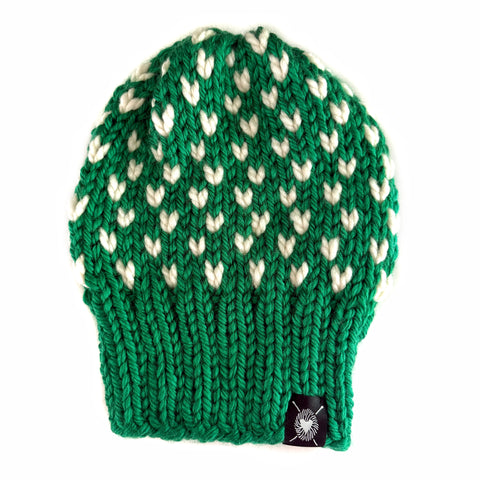 Tiny Hearts Slouchy Beanie in Kelly Green