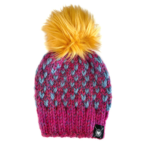 Zero Waste : Tiny Heart Faux Fur Pom-Pom Beanie