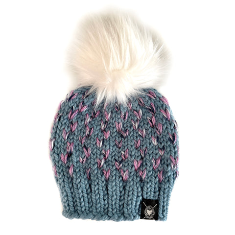 Zero Waste : Tiny Heart Faux Fur Pom-Pom Beanie