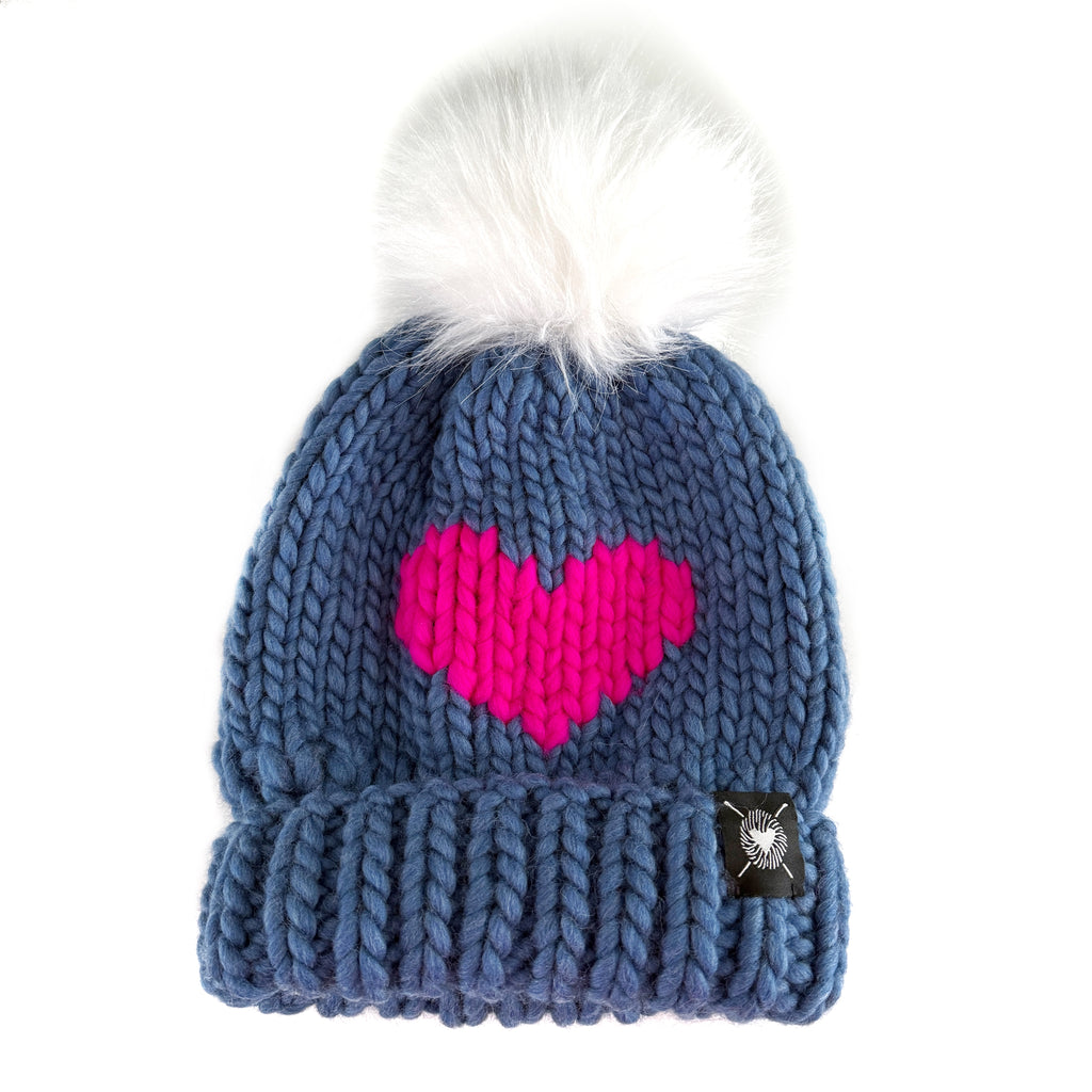 Zero Waste : Luxury Big Heart Pom-Pom Beanie