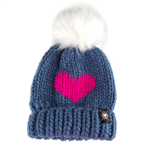 Zero Waste : Luxury Big Heart Pom-Pom Beanie