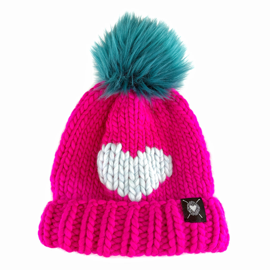 Zero Waste : Luxury Big Heart Pom-Pom Beanie