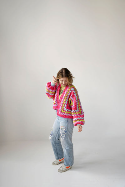 MADE TO ORDER : Not Your Granny's Crochet Cardigan Sweater in Tropicana