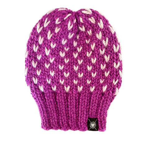 Tiny Hearts Slouchy Beanie in Lolli