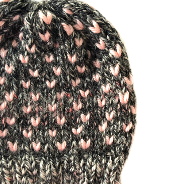 Tiny Hearts Slouchy Beanie in Blushing(wool free)