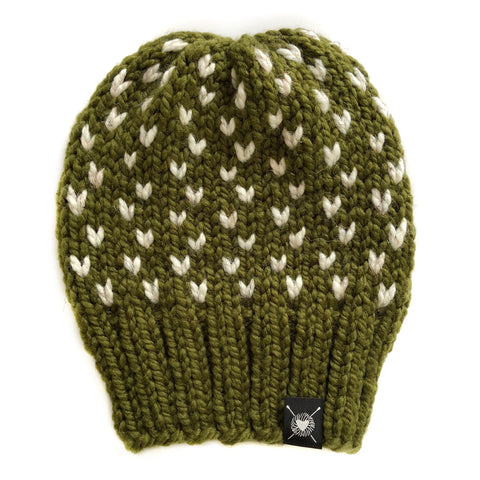 Tiny Hearts Slouchy Beanie in Army of Me