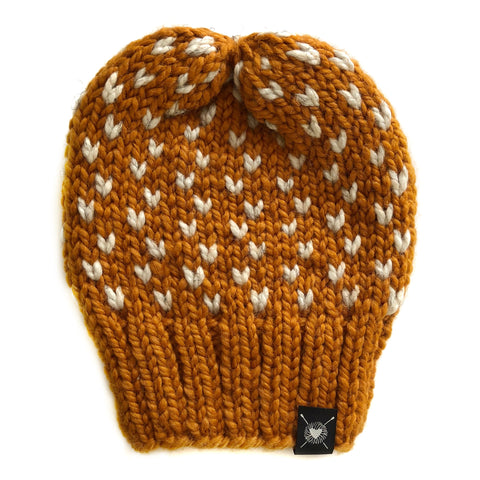 Tiny Hearts Slouchy Beanie in Butter Scotched