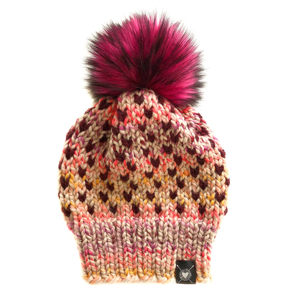Tiny Hearts Slouchy Faux Fur Beanie in Gettin' Spicy