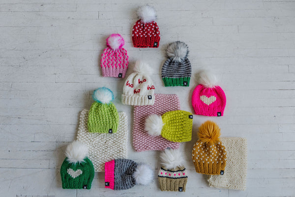 Stripes + Tiny Hearts Faux Fur Beanie in Tres Chic Baby/Youth