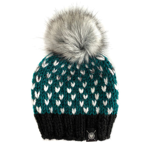 Tiny Hearts Faux Fur Beanie in You're A Gem Baby/Youth