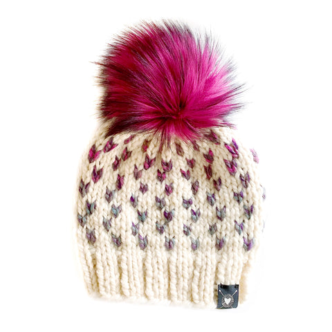 Tiny Hearts Faux Fur Pom-Pom Beanie in Hints of Astroland Baby/Youth